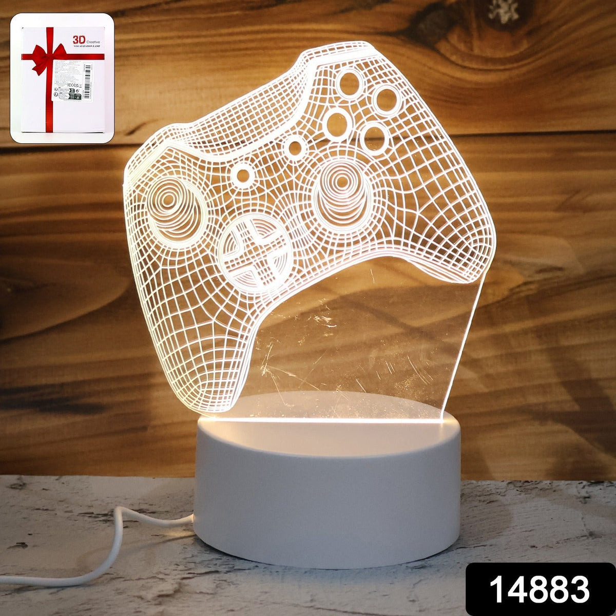 3D Illusion LED Night Lamp with Gaming Controller Design