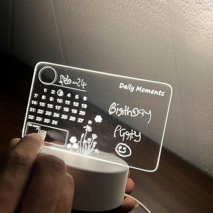 3D LED Acrylic Writing Board with Calendar Design