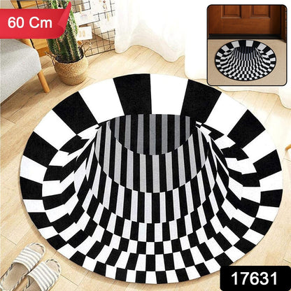3D Space Round Carpet, Floor Mat Non-Woven Doormat (60 Cm)